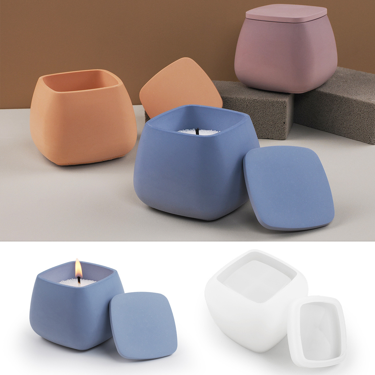 Candle Making Pot - Square Candle Jar Silicone Mold DIY