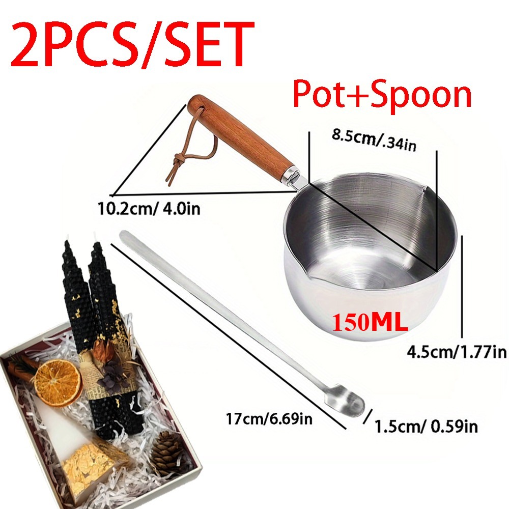 2PCS/SET Wood Handle Wax Melti - đánh giá và giá Candle Making Pot